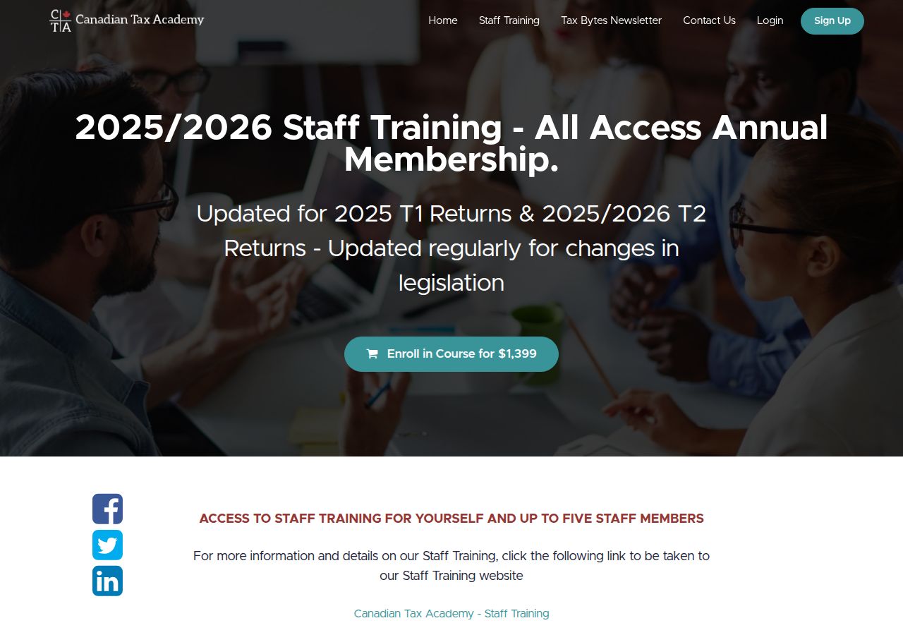 Screenshot of 2025/2026 Staff Training - All Access Annual Membership. | Canadian course page