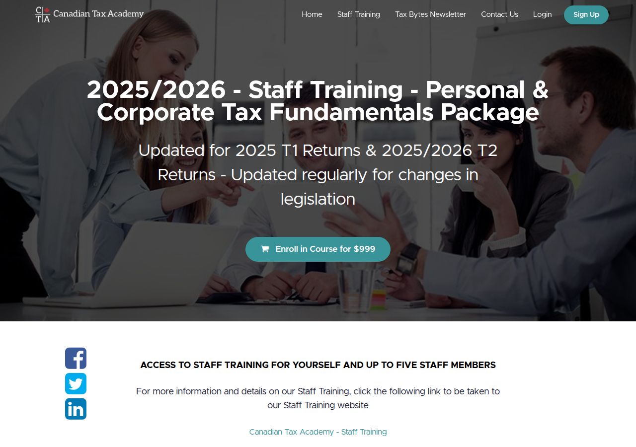 Screenshot of 2025/2026 - Staff Training - Personal & Corporate Tax Fundamentals course page