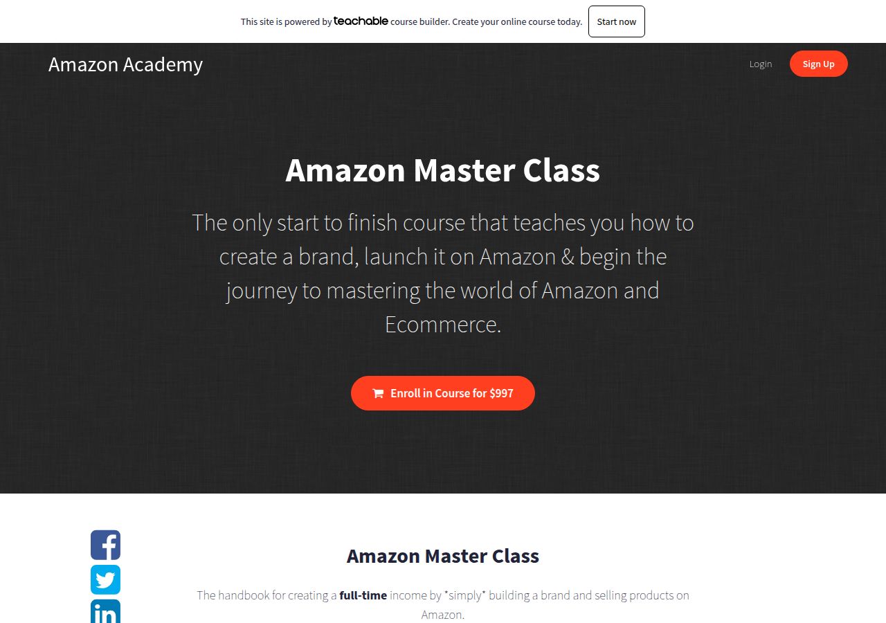 Screenshot of Amazon Master Class | Amazon Academy course page