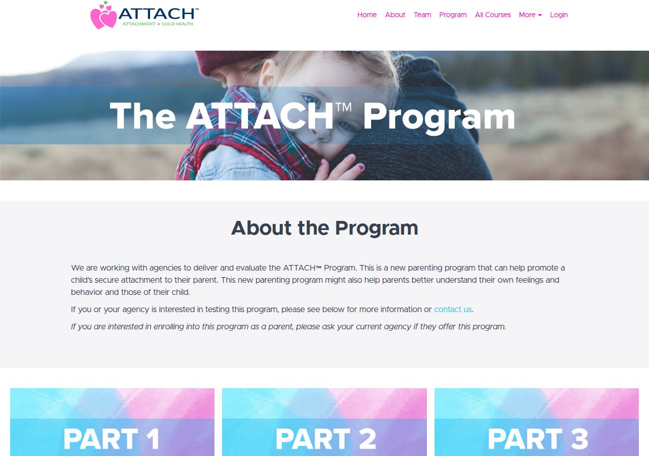Screenshot of ATTACH™ Program course page