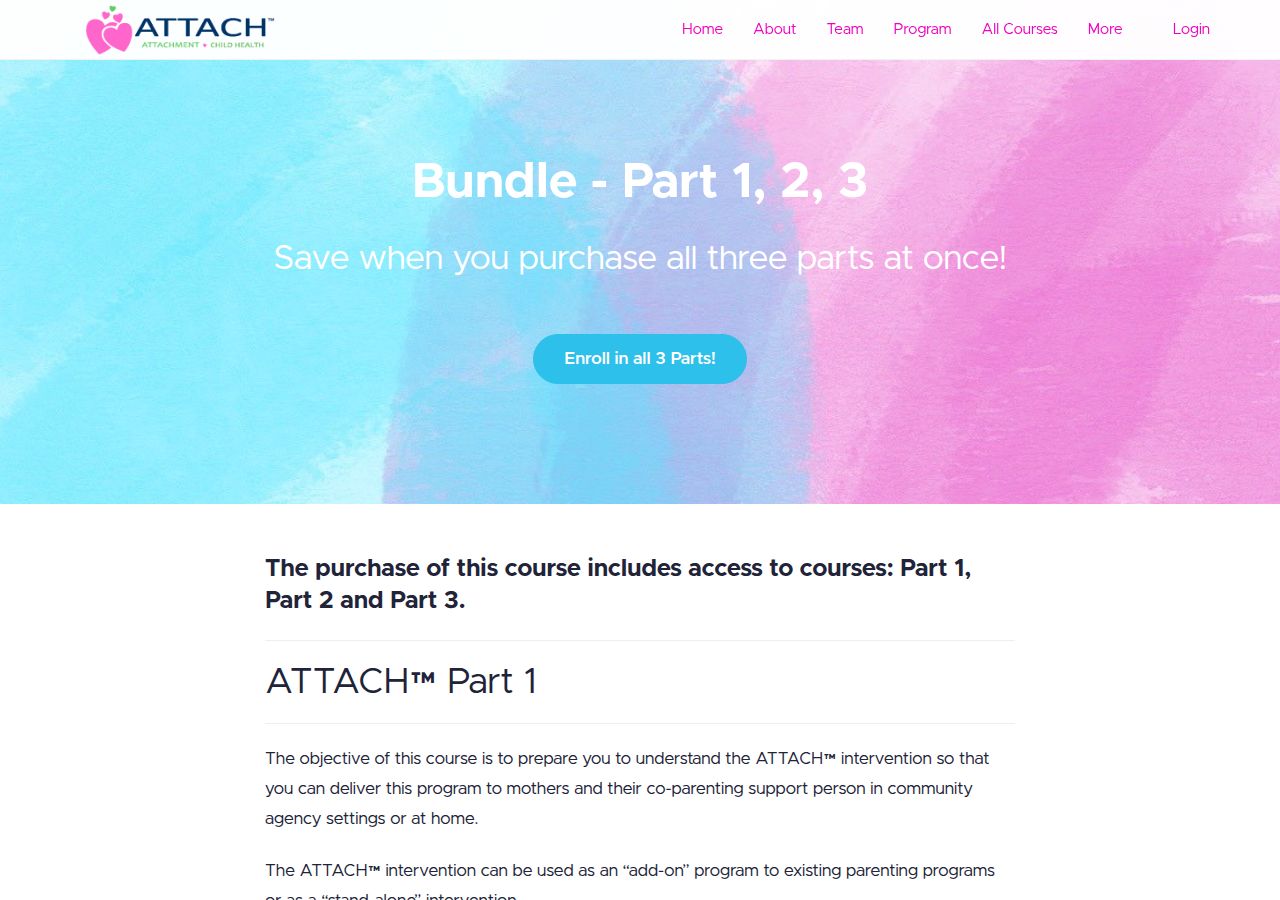 Screenshot of Bundle - Part 1, 2, 3 | ATTACH™ course page
