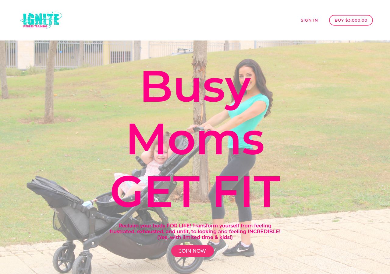 Screenshot of Busy Moms Get Fit - IGNITE Fitness Academy course page