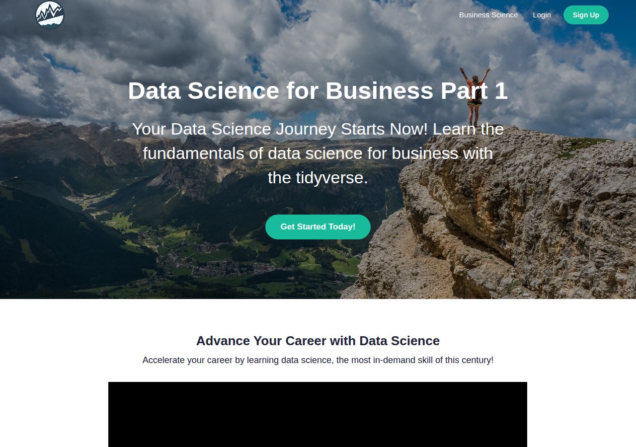 Screenshot of Data Science for Business Part 1 course page