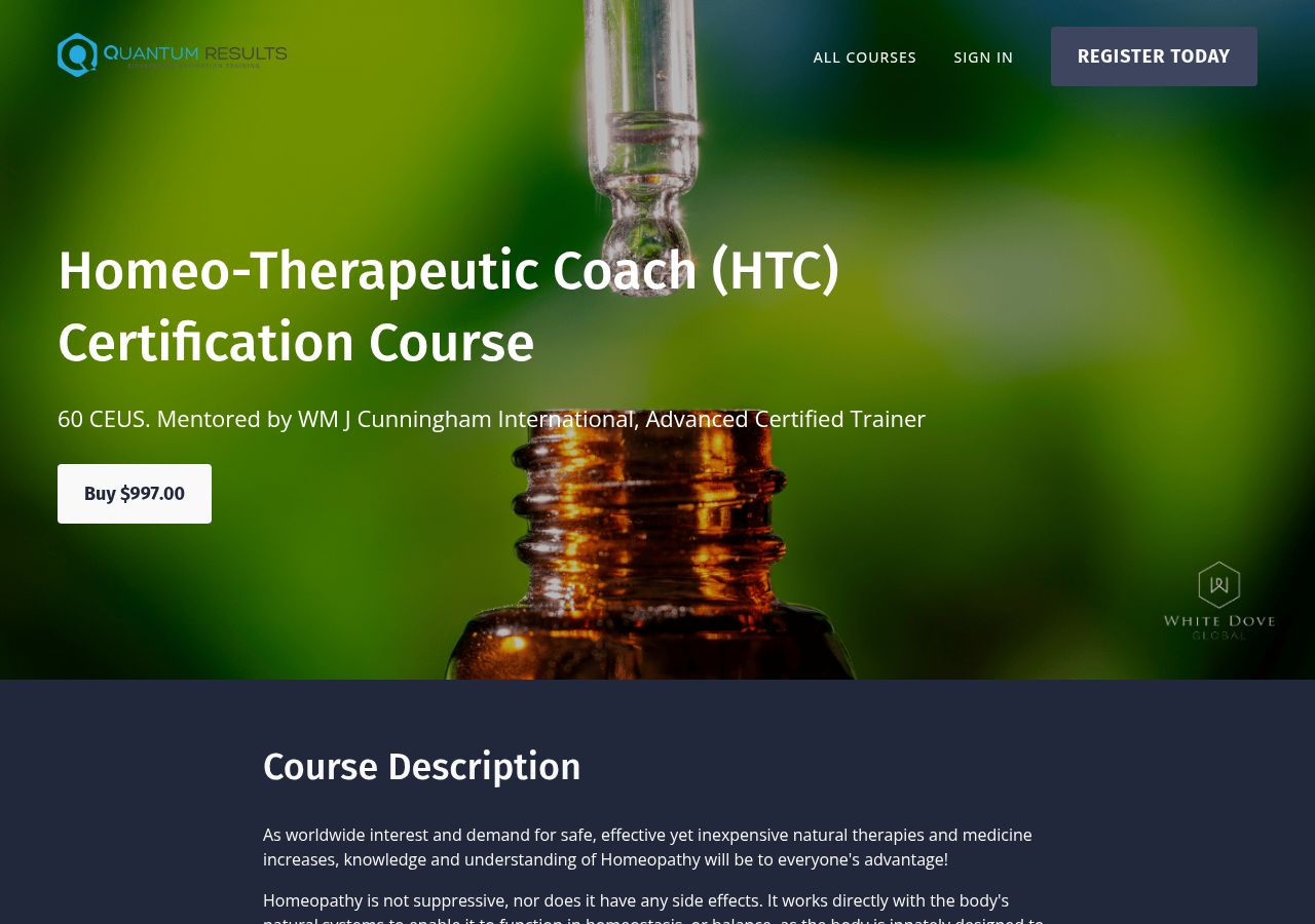 Screenshot of Homeo-Therapeutic Coach (HTC) Certification Course course page