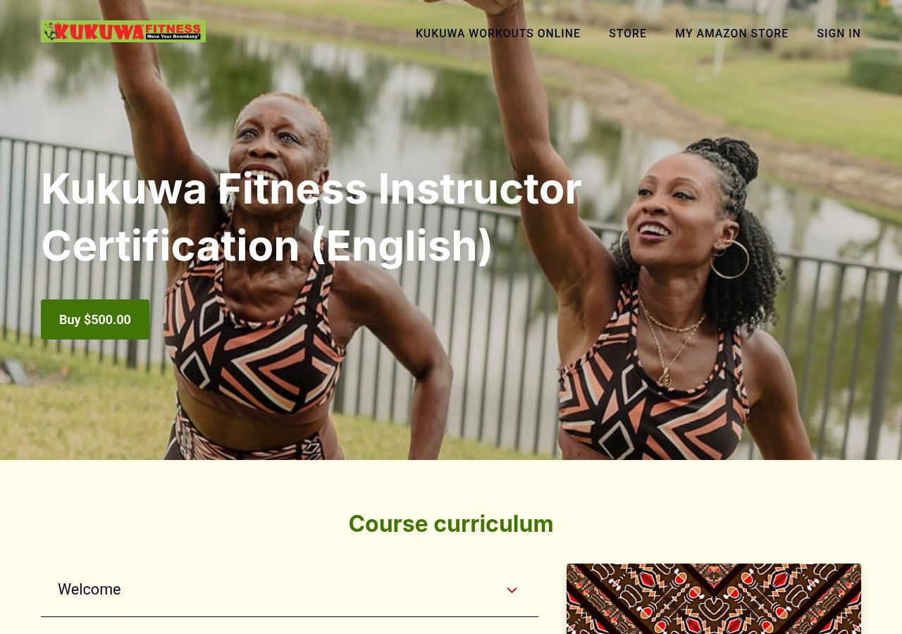 Screenshot of Kukuwa Fitness Instructor Certification (English) course page