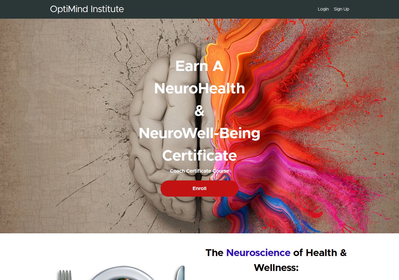 Screenshot of Neuroscience of Health Certificate (NEW Dec) | OptiMind Institute course page
