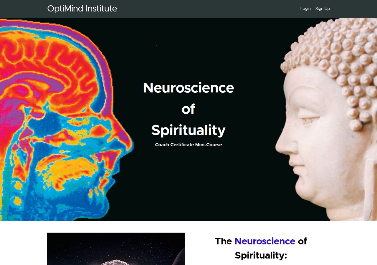 Screenshot of Neuroscience of Spirituality - OptiMind Institute course page