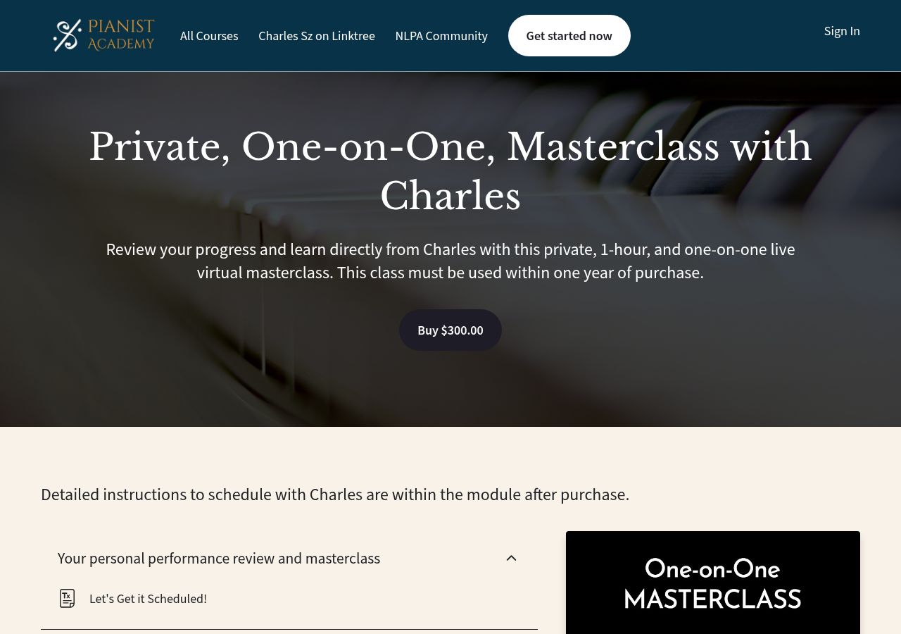 Screenshot of Private, One-on-One, Masterclass with Charles - Pianist Academy course page
