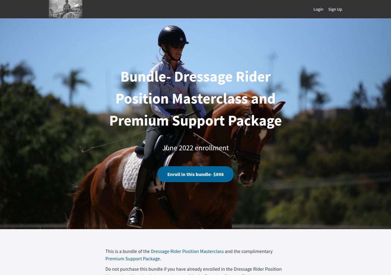 Screenshot of Rider Position Masterclass + Premium 2022 course page