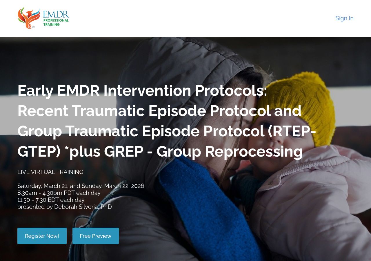 Screenshot of RTEP GTEP Advanced Training for EMDR Therapy course page