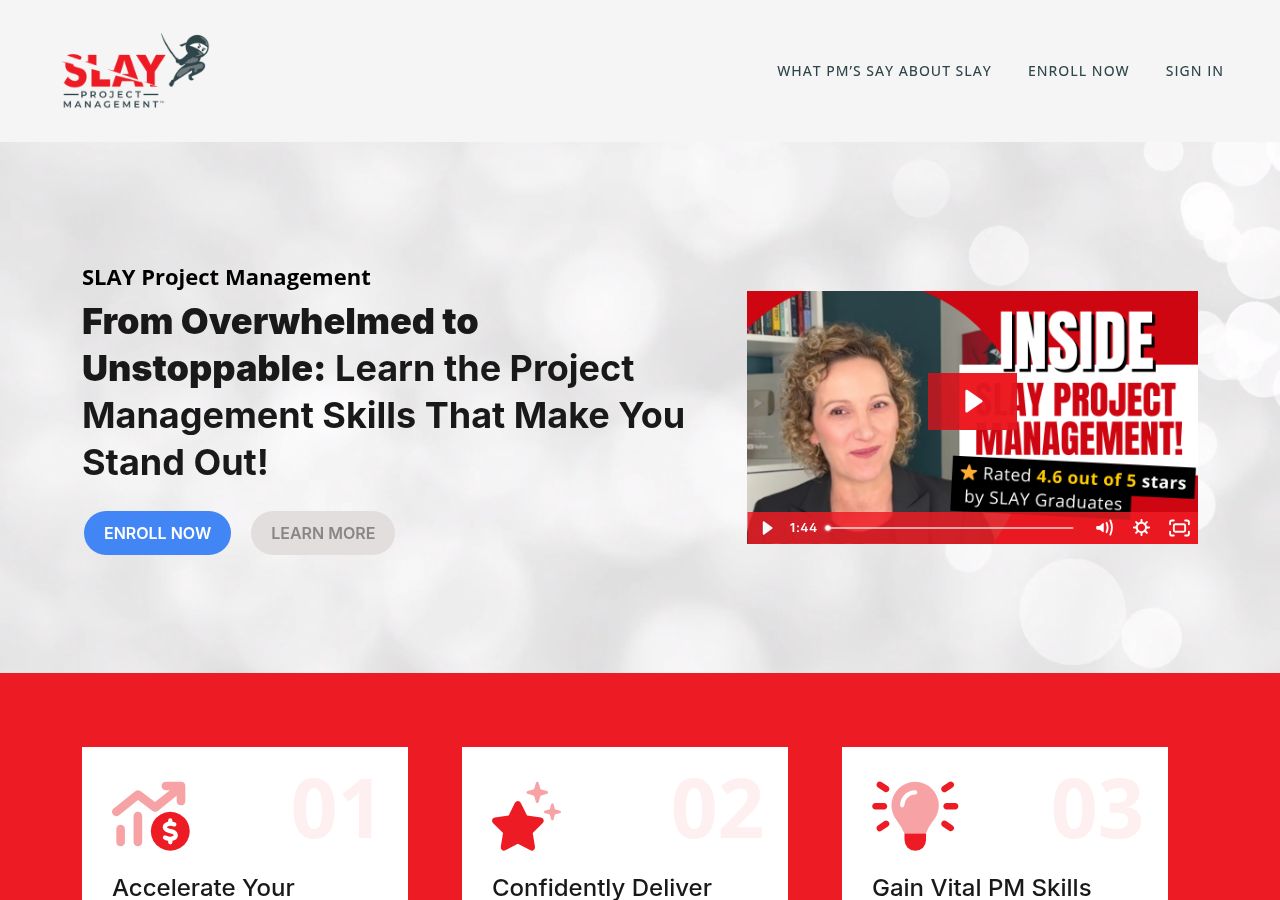Screenshot of SLAY Project Management course page