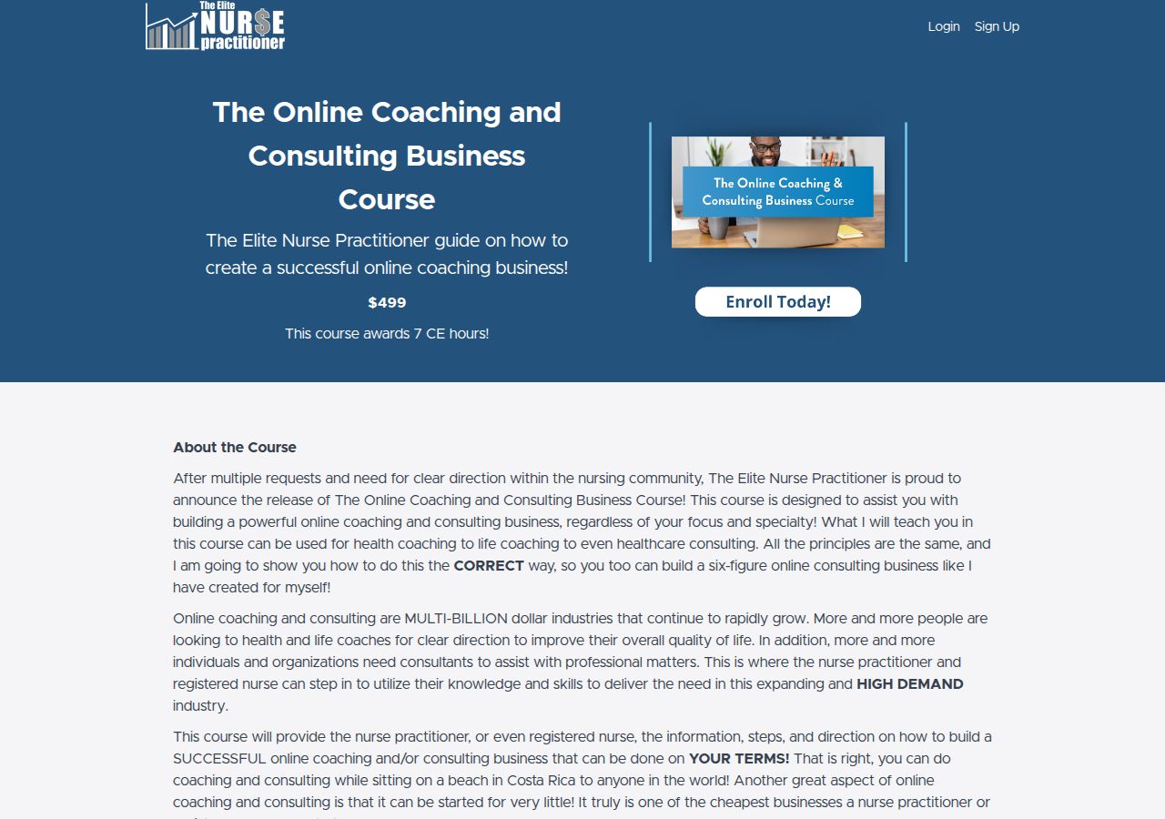 Screenshot of The Online Coaching and Consulting Business Course course page